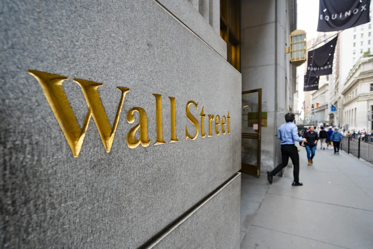 Wall Street in New York on April 4, 2025. (Samira Bouaou/The Epoch Times)