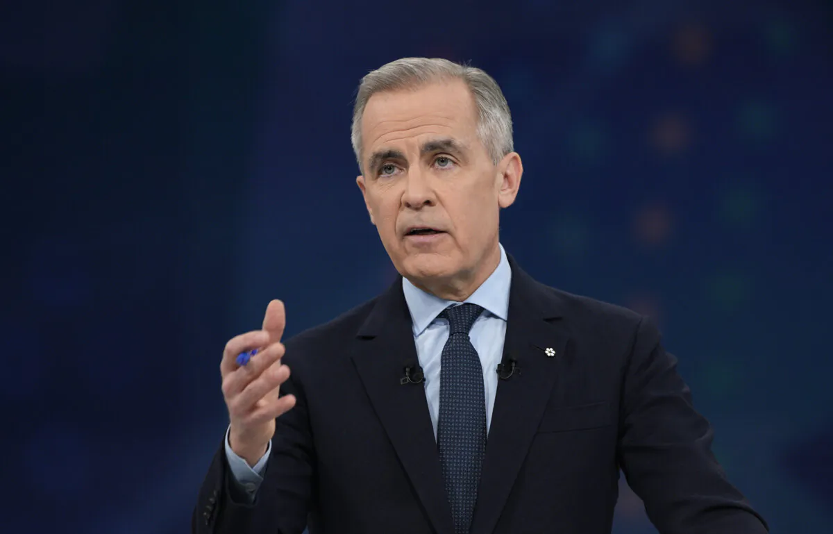Liberal Leader Mark Carney speaks during the French-language federal leaders' debate in Montreal on April 16, 2025. (The Canadian Press/Christopher Katsarov)