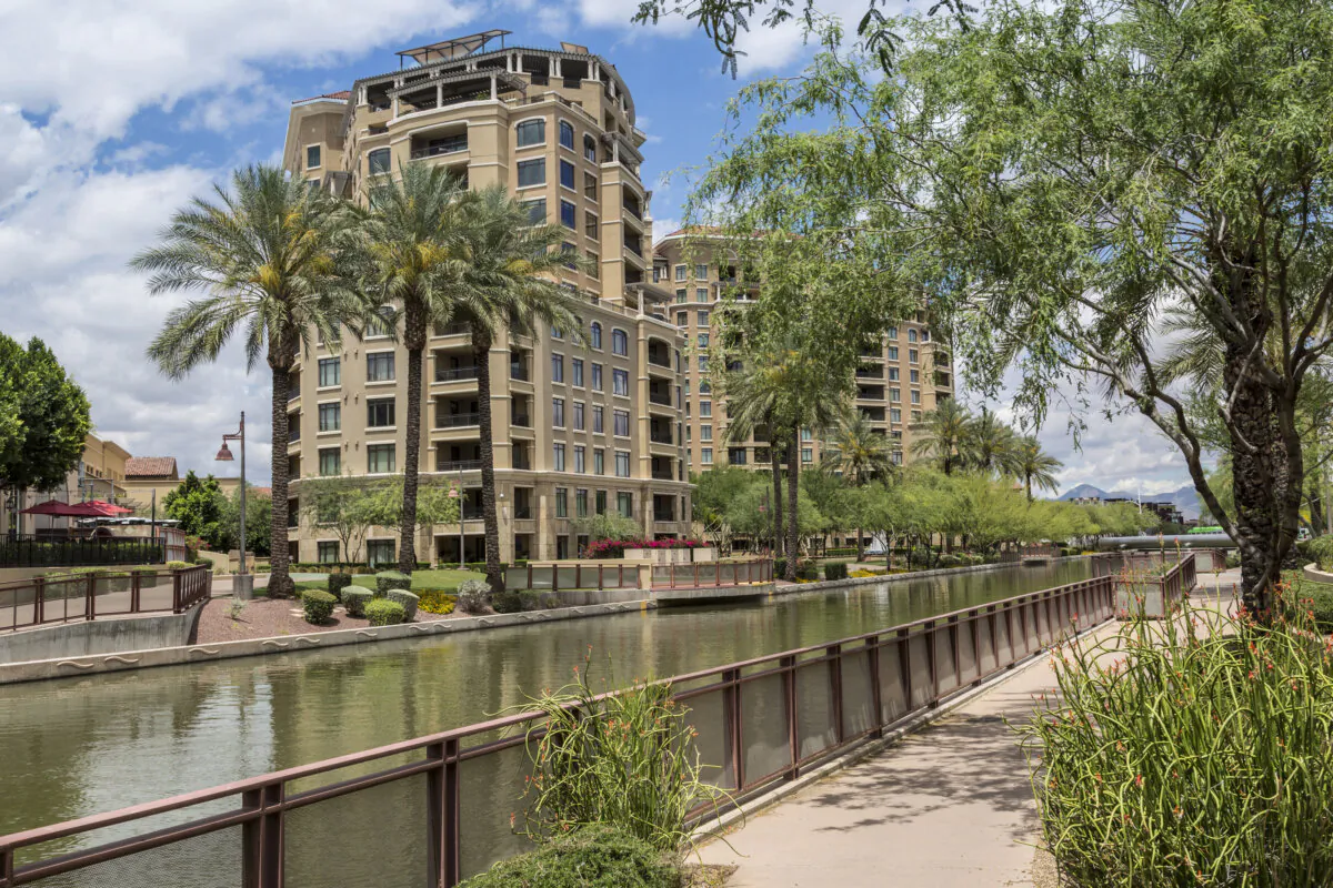 Buildings and walkways along the Salt River Project canal in downtown Scottsdale, Arizona. (Chris Curtis/Dreamstime/TNS)