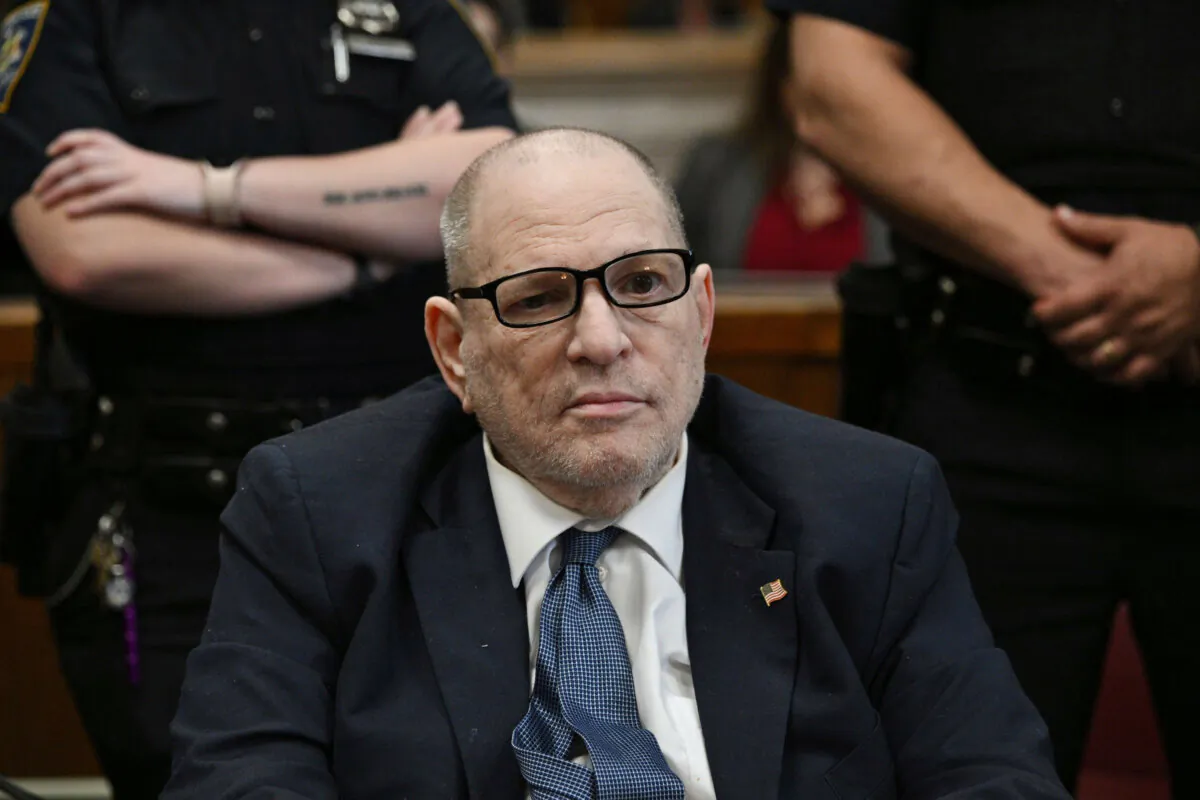 Harvey Weinstein appears in Manhattan Supreme Court on the second day of jury selection in his sex assault retrial in New York, on April 16, 2025. (Curtis Means/Pool Photo via AP)