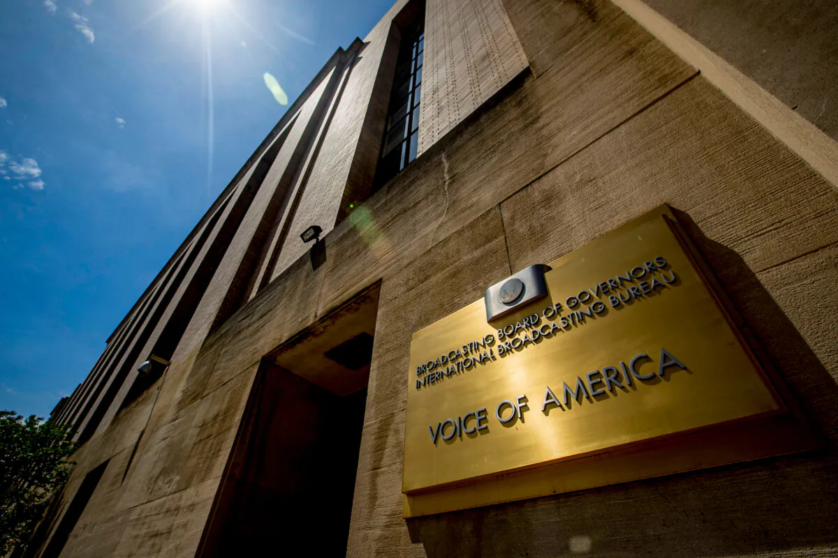 The Voice of America building, in Washington on June 15, 2020. (Andrew Harnik/AP Photo)