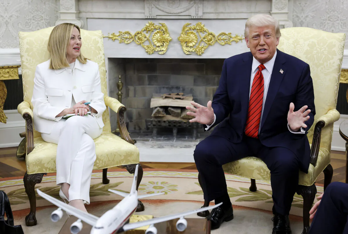 U.S. President Donald Trump meets with Italian Prime Minister Giorgia Meloni in the Oval Office on April 17, 2025. (Win McNamee/Getty Images)