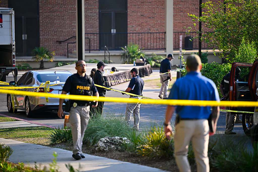 Police investigate the scene of a shooting near the student union at Florida State University in Tallahassee, Fla., on April 17, 2025. (Miguel J. Rodriguez Carrillo/Getty Images)