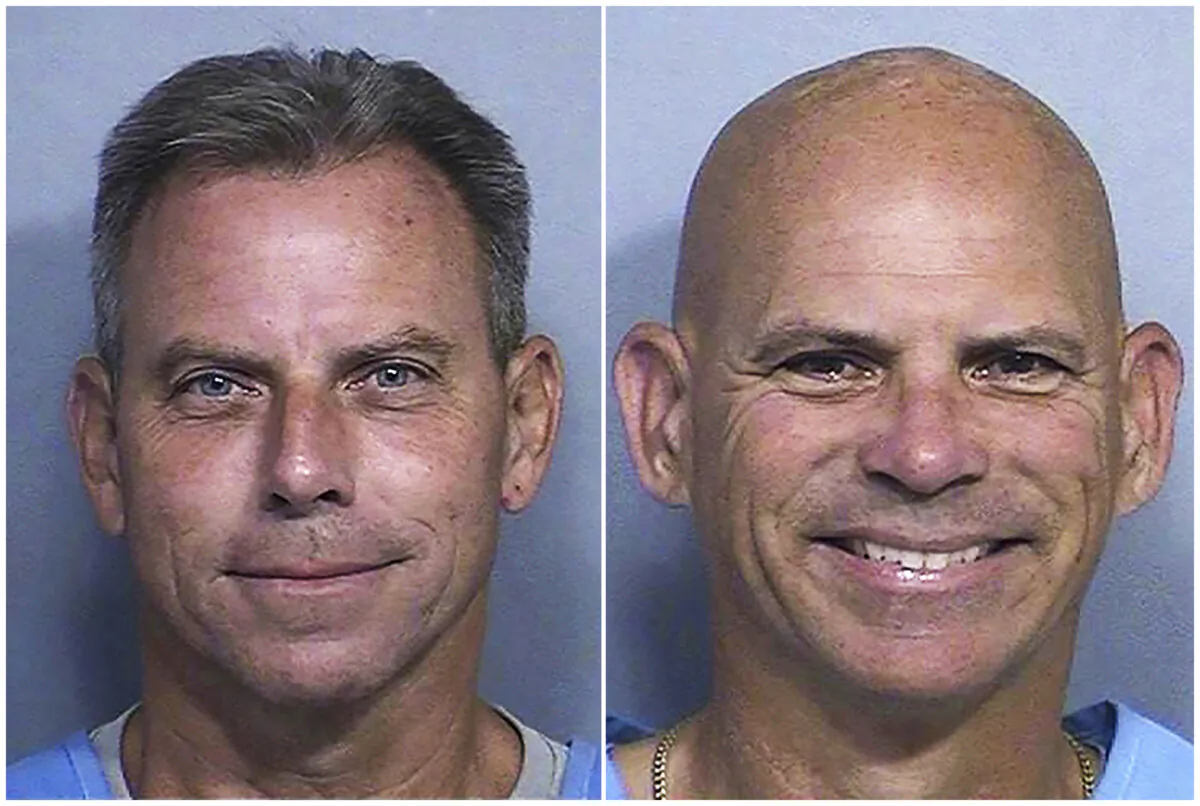 (Left) Erik Menendez, 54. (Right) Lyle Menendez, 57. (California Department of Corrections via AP)