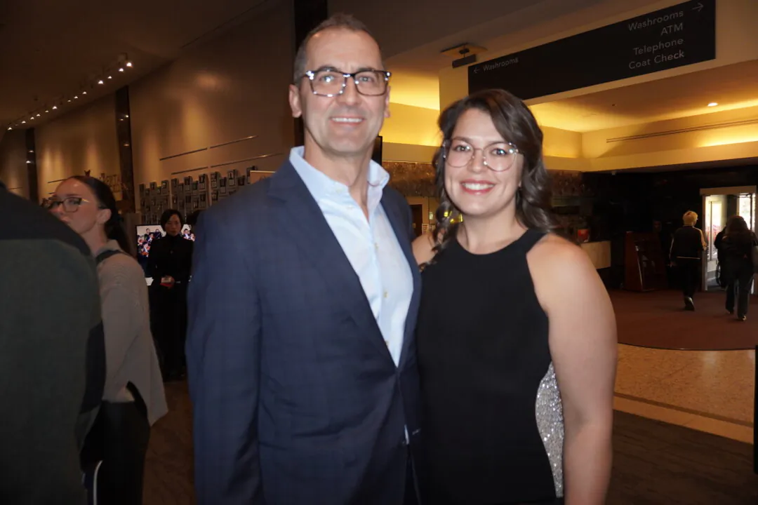 Ross Bozzovia and Veronica Torrens attend Shen Yun Performing Arts at Northern Alberta Jubilee Auditorium in Edmonton, Canada, on April 20, 2025. (Lily Yu/The Epoch Times)