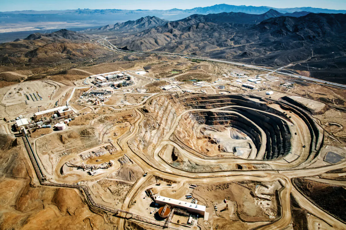 An aerial view of the MP Materials mine in Mountain Pass, Calif., in 2024. (MP Materials via AP)