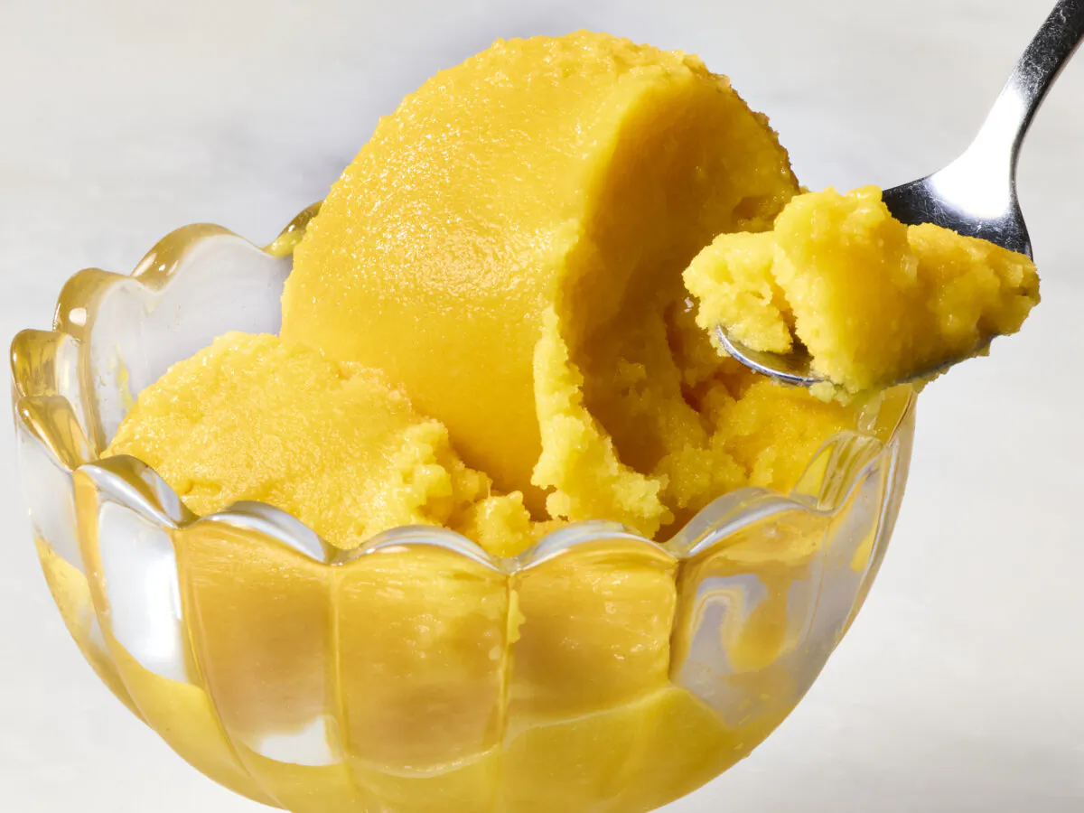 Sweet and creamy mango sorbet is deceivingly easy to make—only three ingredients! (Alex Lepe/TCA)