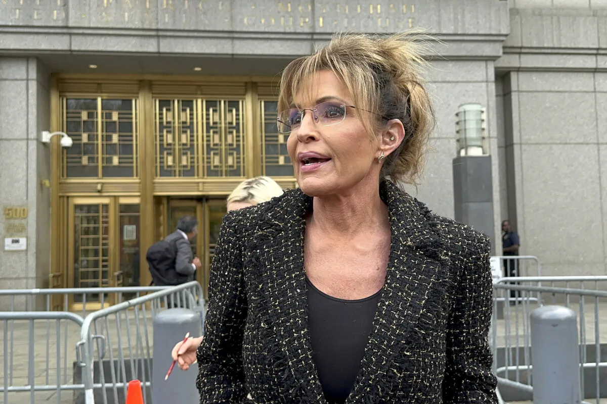 Former Alaska Gov. Sarah Palin leaves Manhattan federal court in New York on April 22, 2025. (Larry Neumeister/AP Photo)