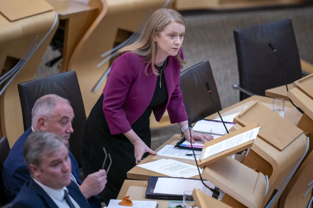 Scottish Social Justice Secretary Shirley-Anne Somerville, speaking at Holyrood in Scotland in an undated file photo. (Jane Barlow/PA)