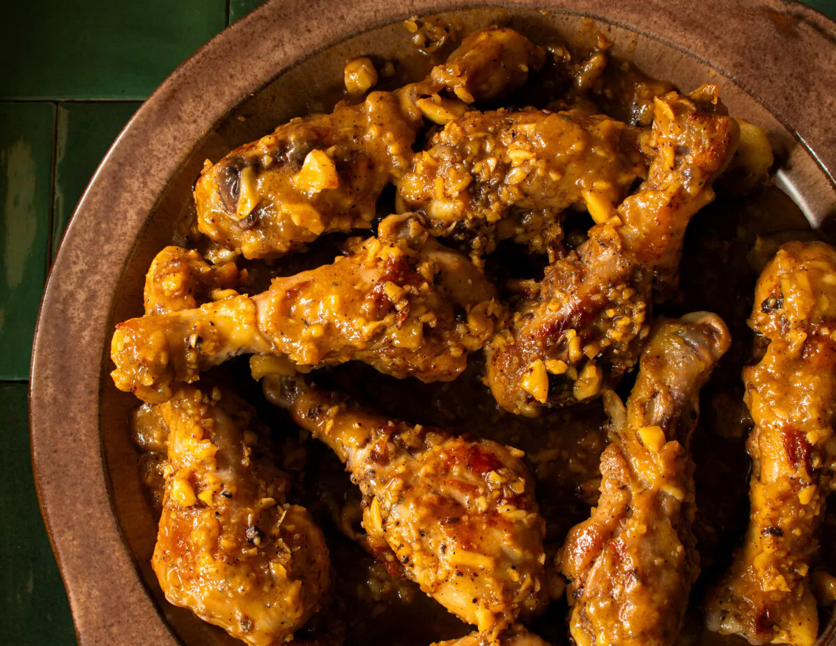 These weeknight-friendly chicken drumsticks are inspired by honey butter chips, a popular Korean snack. (America's Test Kitchen/Kritsada Panichgul)