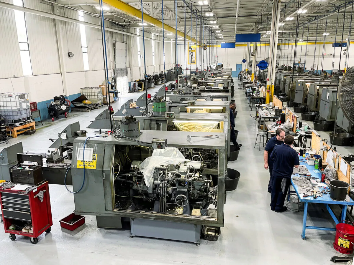 A general view of metal cutting machines at a factory in Cleveland, Ohio, on May 26, 2021. (Timothy Aeppel/Reuters)