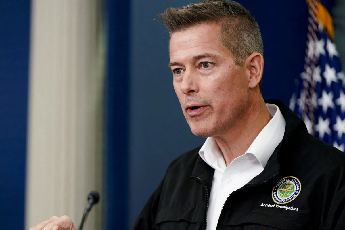 Transportation Secretary Sean Duffy speaks to reporters in the Brady Press Briefing Room at the White House on Jan. 30, 2025. (Elizabeth Frantz/Reuters)