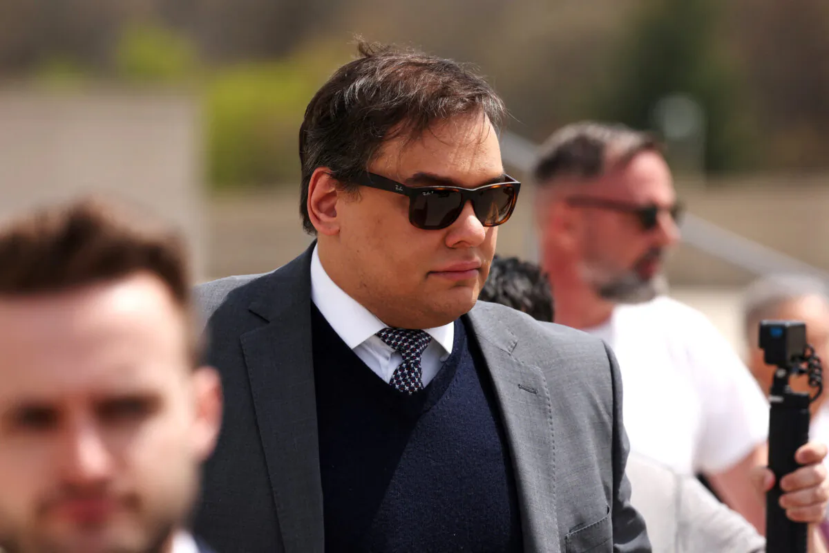 George Santos, who was expelled from the U.S. House of Representatives, departs after the sentencing in his criminal corruption charges at Central Islip Federal Courthouse in Central Islip, N.Y., on April 25, 2025. (Shannon Stapleton/Reuters)
