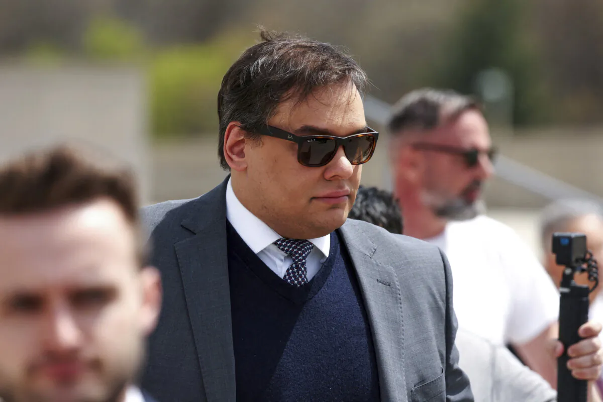 George Santos, who was expelled from the U.S. House of Representatives, departs after the sentencing in his criminal corruption charges at Central Islip Federal Courthouse in Central Islip, N.Y., on April 25, 2025. (Shannon Stapleton/Reuters)