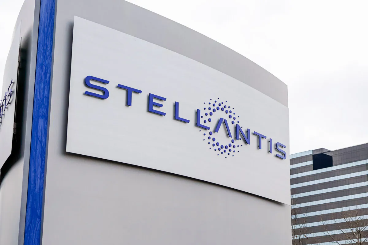 The Stellantis sign is seen outside the Chrysler Technology Center in Auburn Hills, Mich., on Jan. 19, 2021.  (Carlos Osorio/AP Photo)