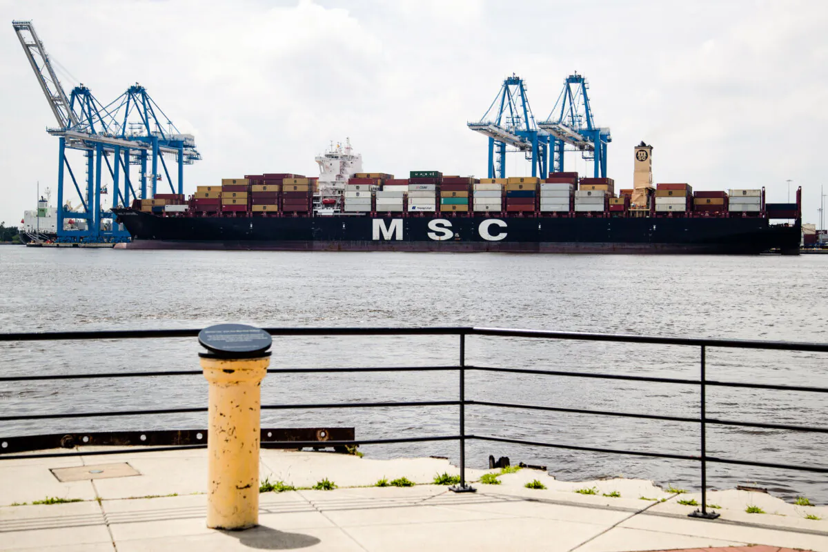 The MSC Gayane container ship on the Delaware River in Philadelphia, on June 18, 2019. (Matt Rourke/AP Photo)