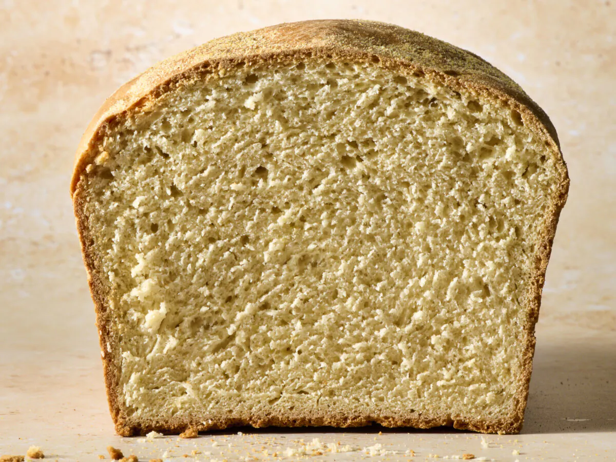 The bread bakes up tall and proud, and slices toast up golden brown with a tender interior. (Alex Lepe/TCA)