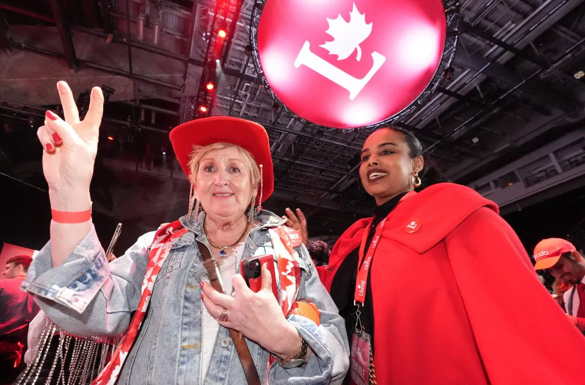 Liberal Party supporters celebrate at the party’s election night campaign headquarters in Ottawa on April 28, 2025. (The Canadian Press/Frank Gunn)
