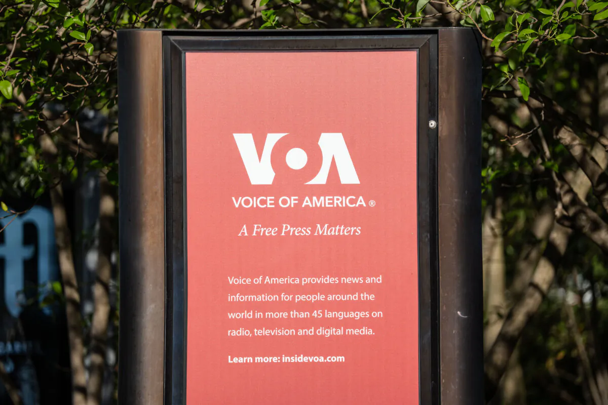 Voice of America (VOA) in Washington on April 28, 2025. (Madalina Vasiliu/The Epoch Times)