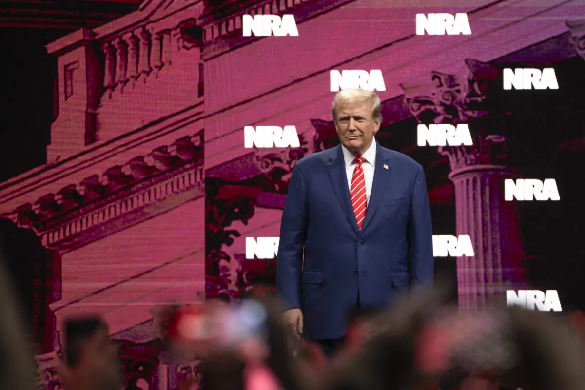Former President Donald J. Trump arrives at the National Rifle Association (NRA) at the Kay Bailey Hutchison Convention Center in Dallas, Texas, on May 18, 2024. (Madalina Vasiliu/The Epoch Times)