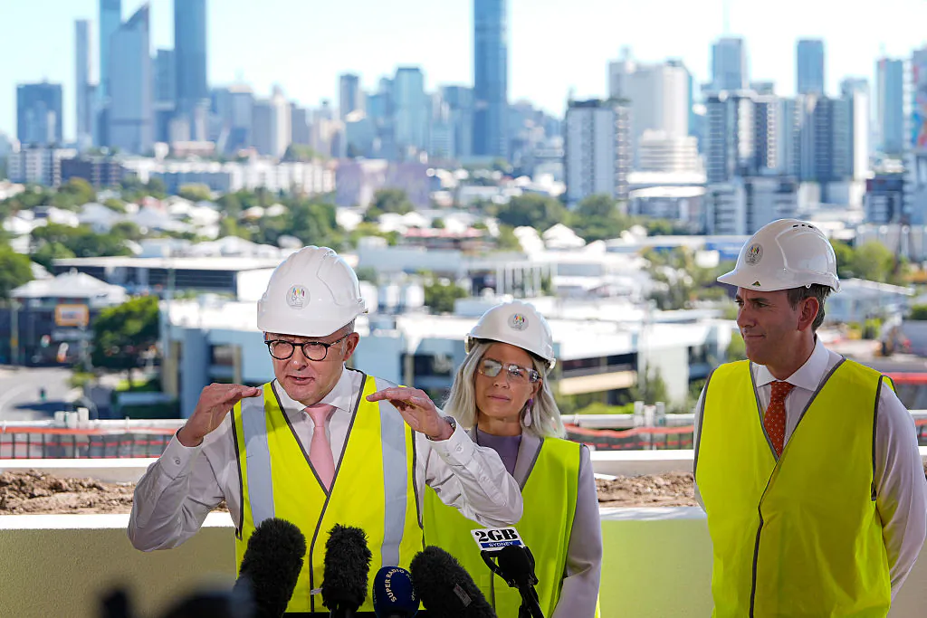Australian Prime Minister Anthony Albanese speaks during a visit to Stones Corner in Brisbane, Australia on April 29, 2025. (Asanka Ratnayake/Getty Images)