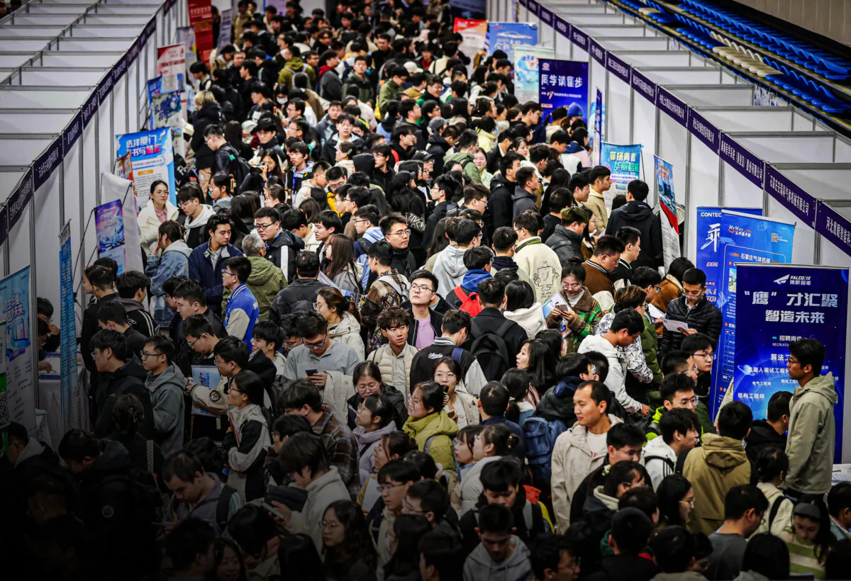A job fair in Shenyang, Liaoning Province, China, on Oct. 22, 2024. (STR/AFP via Getty Images)