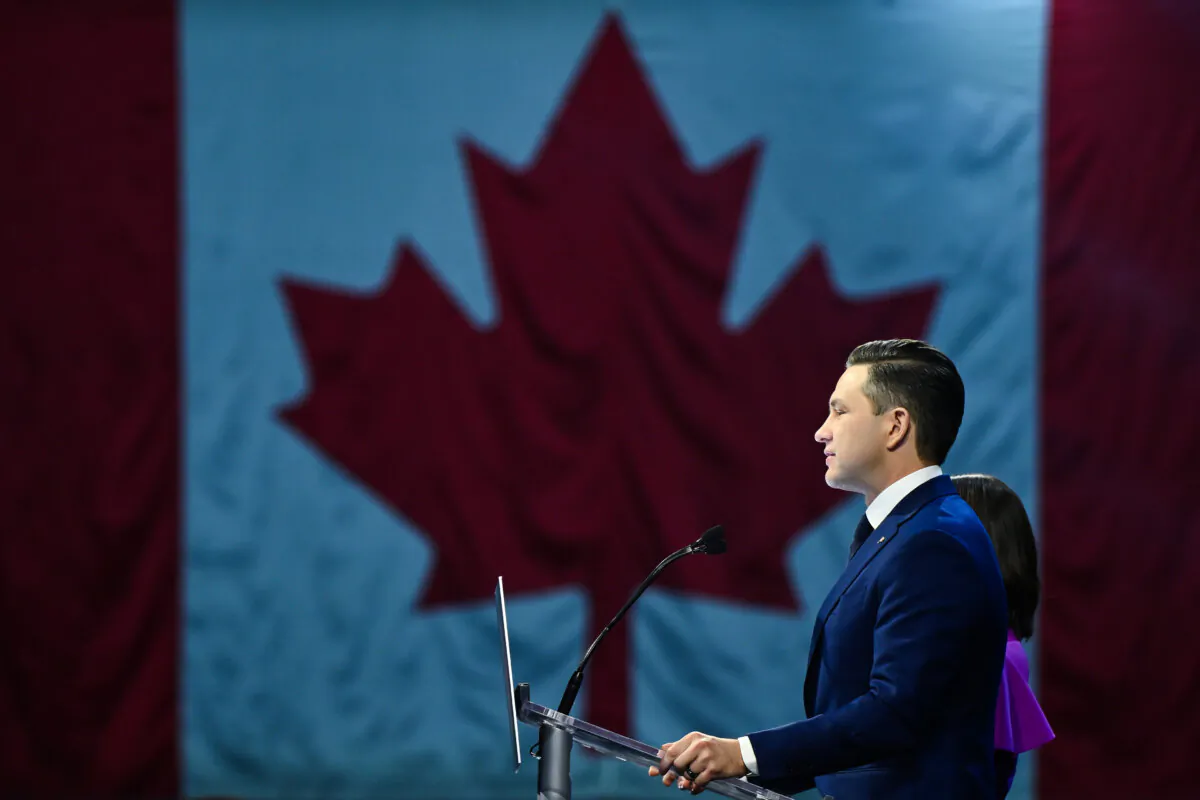 Conservative Leader Pierre Poilievre speaks to supporters after the April 28 election, in Ottawa on April 29, 2025. (Minas Panagiotakis/Getty Images)