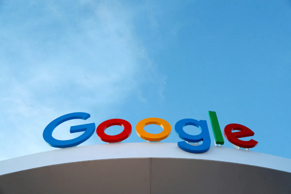 The Google logo on the Google booth at CES 2024, an annual consumer electronics trade show, in Las Vegas, on Jan. 10, 2024. (Reuters/Steve Marcus/File Photo)