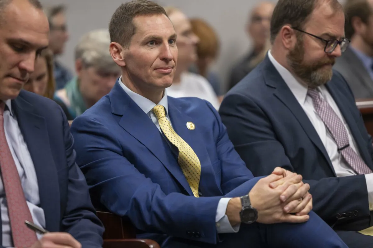 Judge Jefferson Griffin, then-candidate for the N.C. Supreme Court, listens to testimony in Wake County Superior Court, in Raleigh, N.C., on Feb. 7, 2025. (Robert Willett/The News & Observer via AP, File)