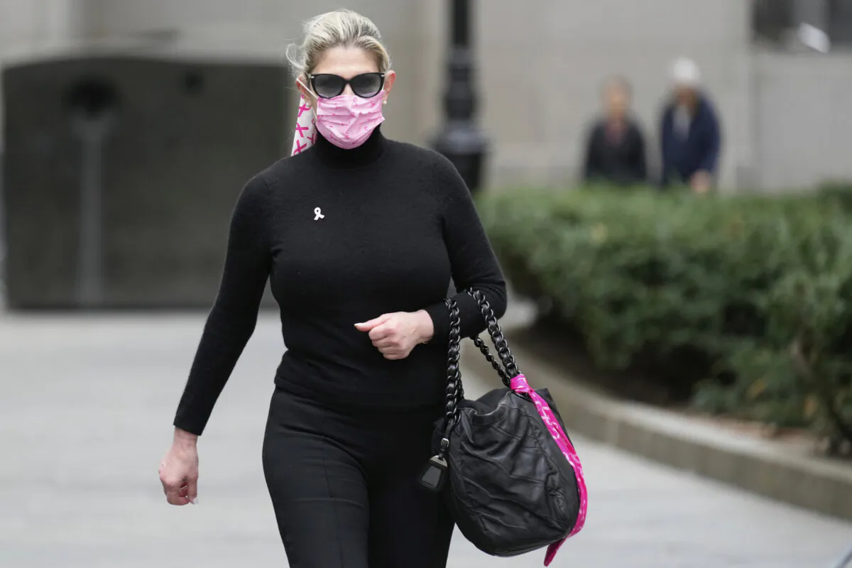 Nadine Menendez arrives at a federal courthouse in New York City on April 21, 2025. (Seth Wenig/AP Photo)