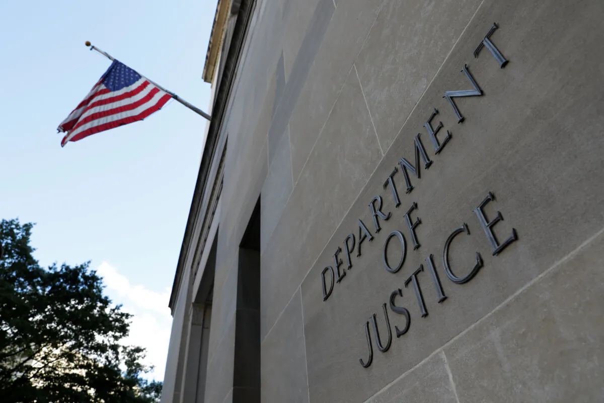 The Department of Justice headquarters in Washington on Aug. 29, 2020. (Andrew Kelly/Reuters)