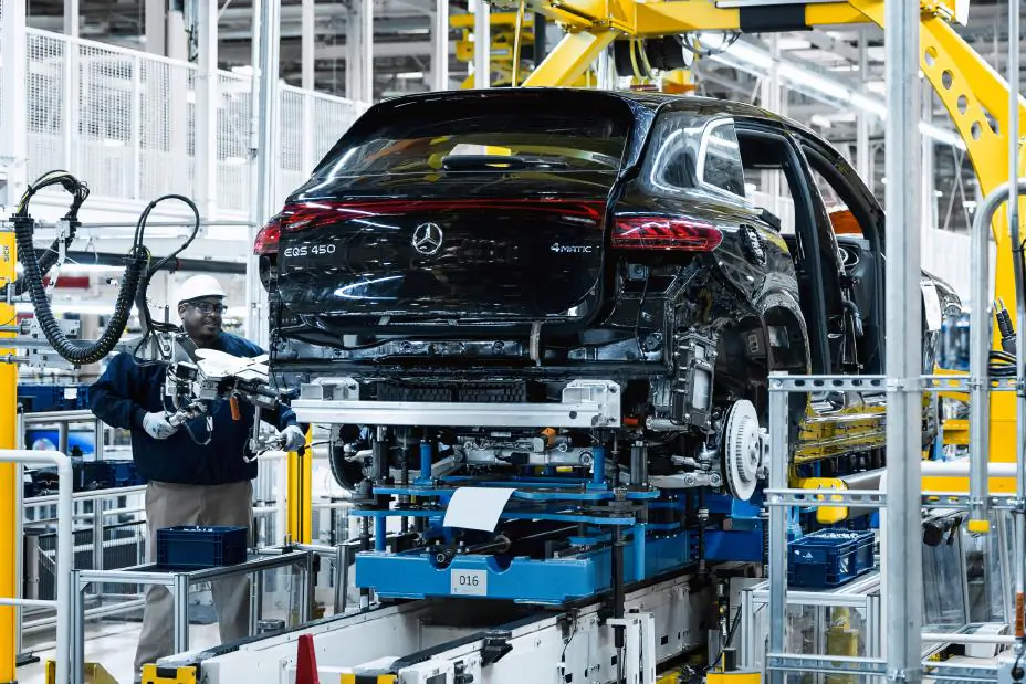 Start of production for the new EQS SUV at Mercedes-Benz in Alabama in a file photo. (Courtesy of Mercedes-Benz)