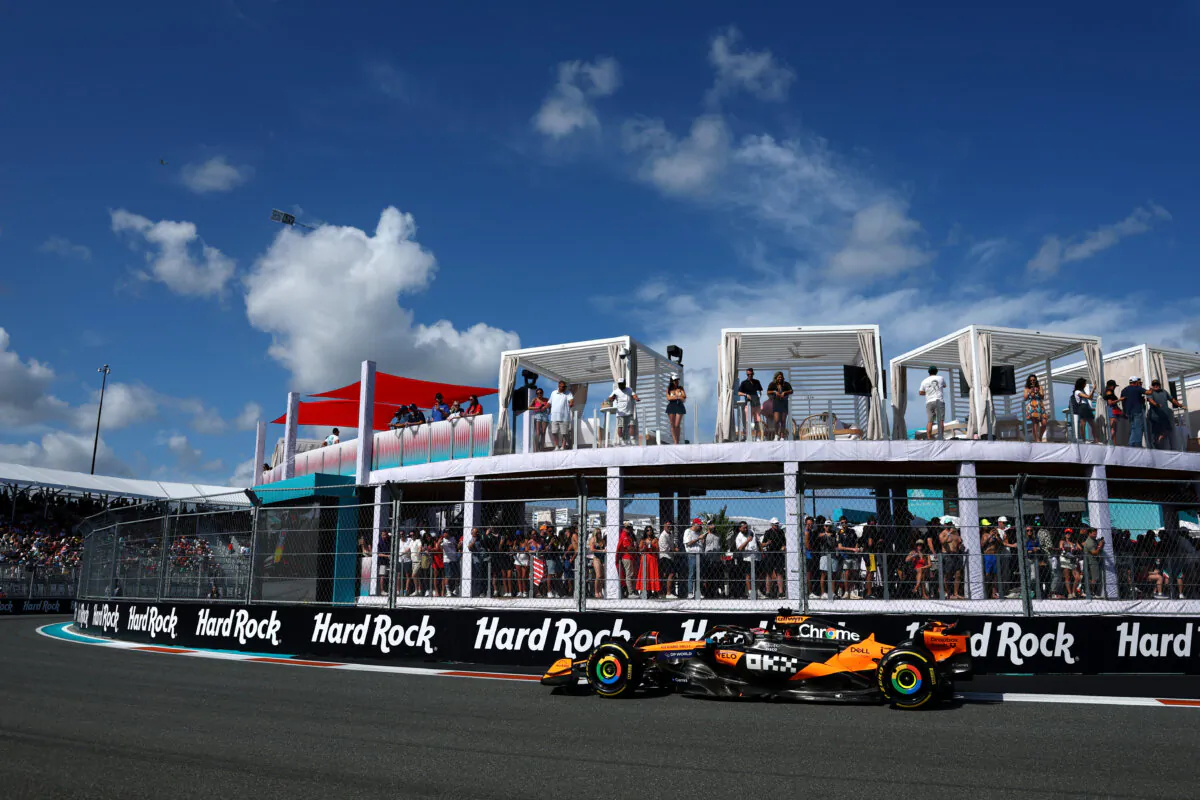 Oscar Piastri of Australia drives the McLaren MCL39 Mercedes during sprint qualifying ahead of the F1 Grand Prix of Miami at Miami International Autodrome on May 2, 2025. (Clive Rose/Getty Images)
