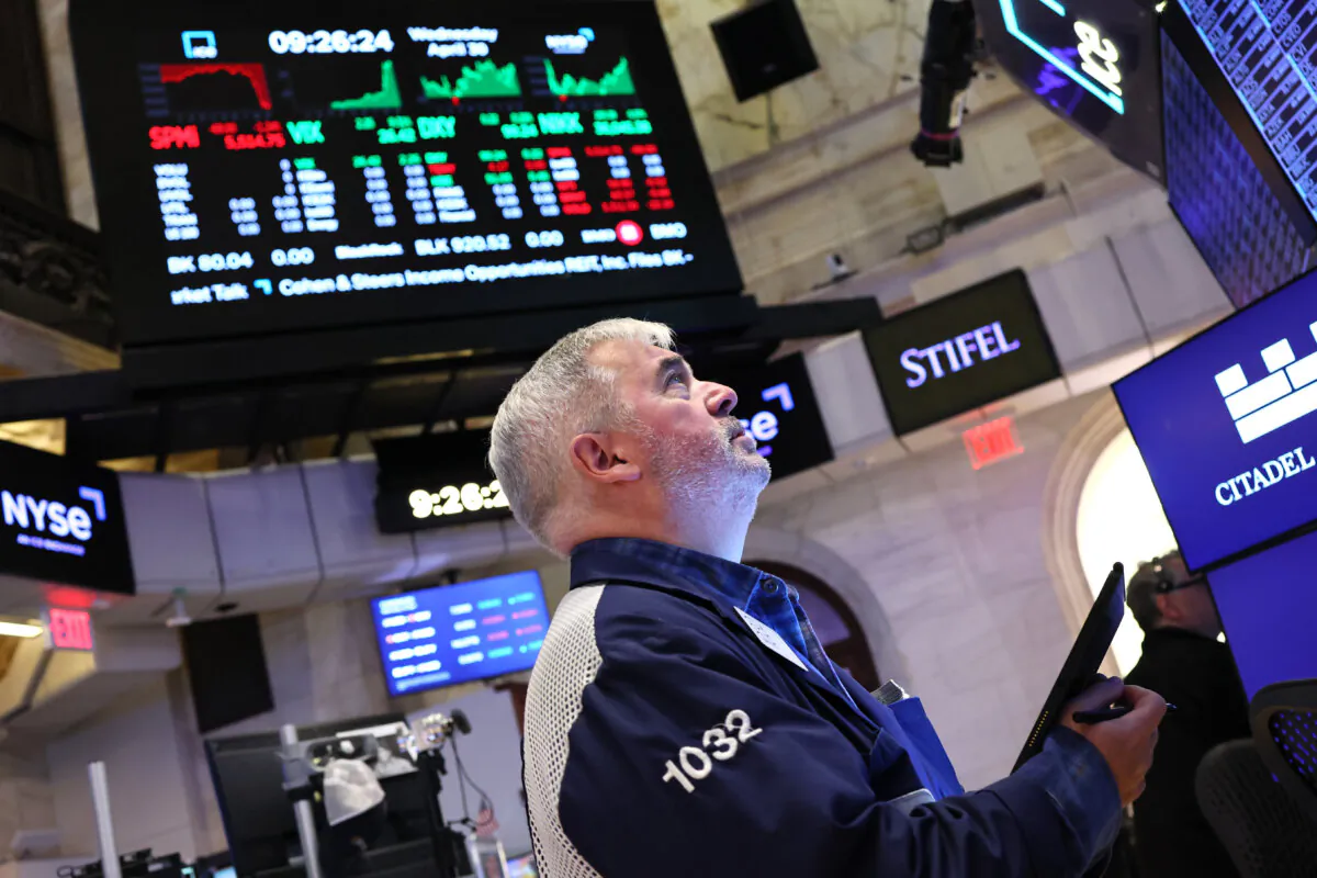 A trader works on the floor of the New York Stock Exchange. (Michael M. Santiago/Getty Images)