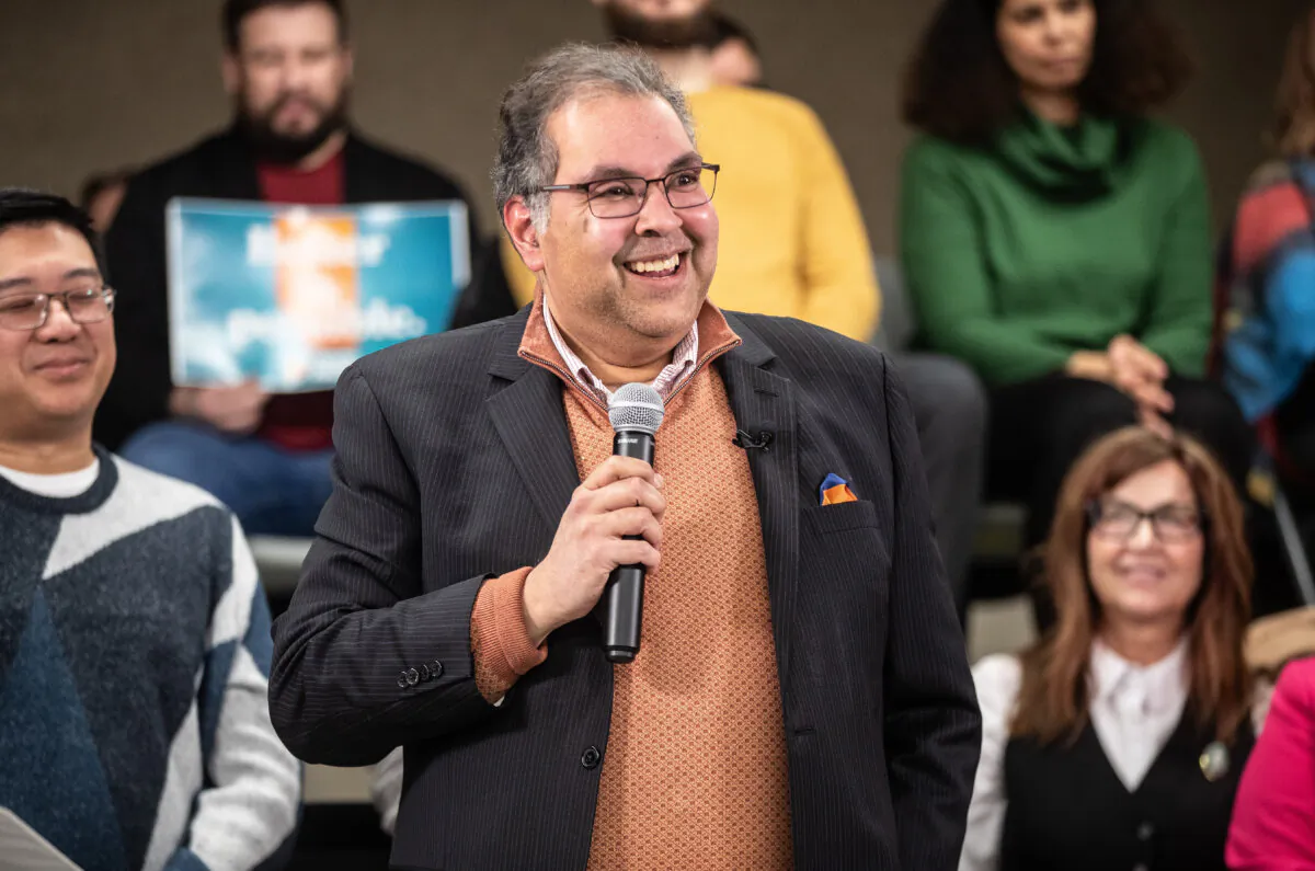 Alberta NDP Leader Naheed Nenshi speaks after being acclaimed as the party's candidate for the riding of Edmonton-Strathcona, in Edmonton on Jan. 22, 2025. (The Canadian Press/Jason Franson)