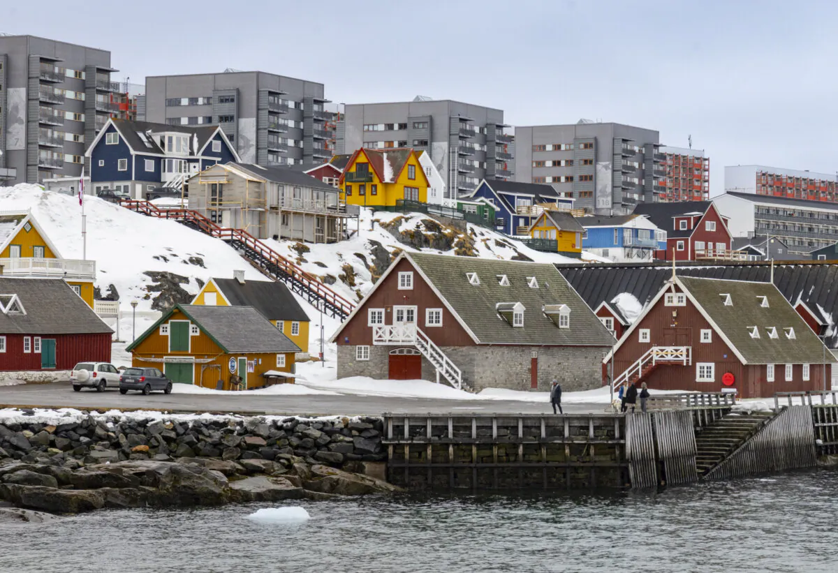 Residents take advantage of good weather in Nuuk, Greenland, on May 4, 2025. (John Fredricks/The Epoch Times)