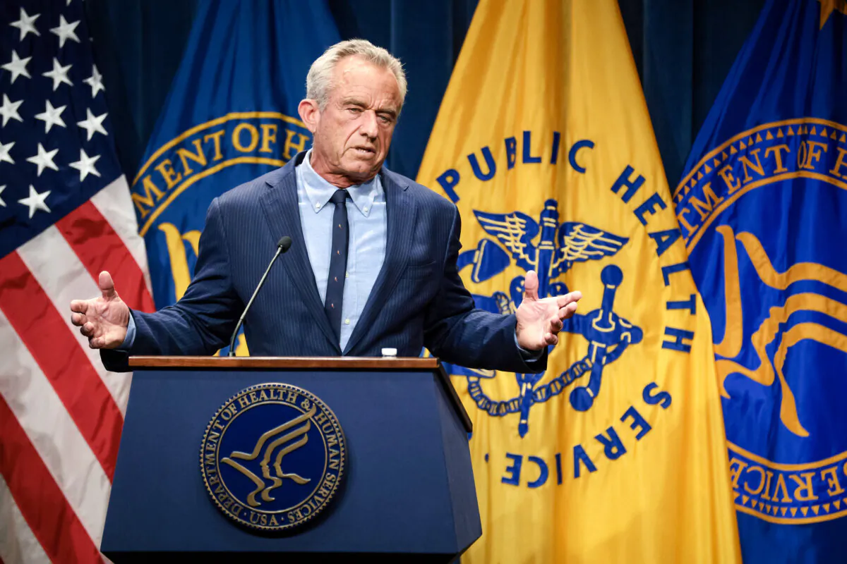 Health Secretary Robert F. Kennedy Jr. speaks during a news conference at the Department of Health and Human Services in Washington on April 16, 2025. (Alex Wong/Getty Images)