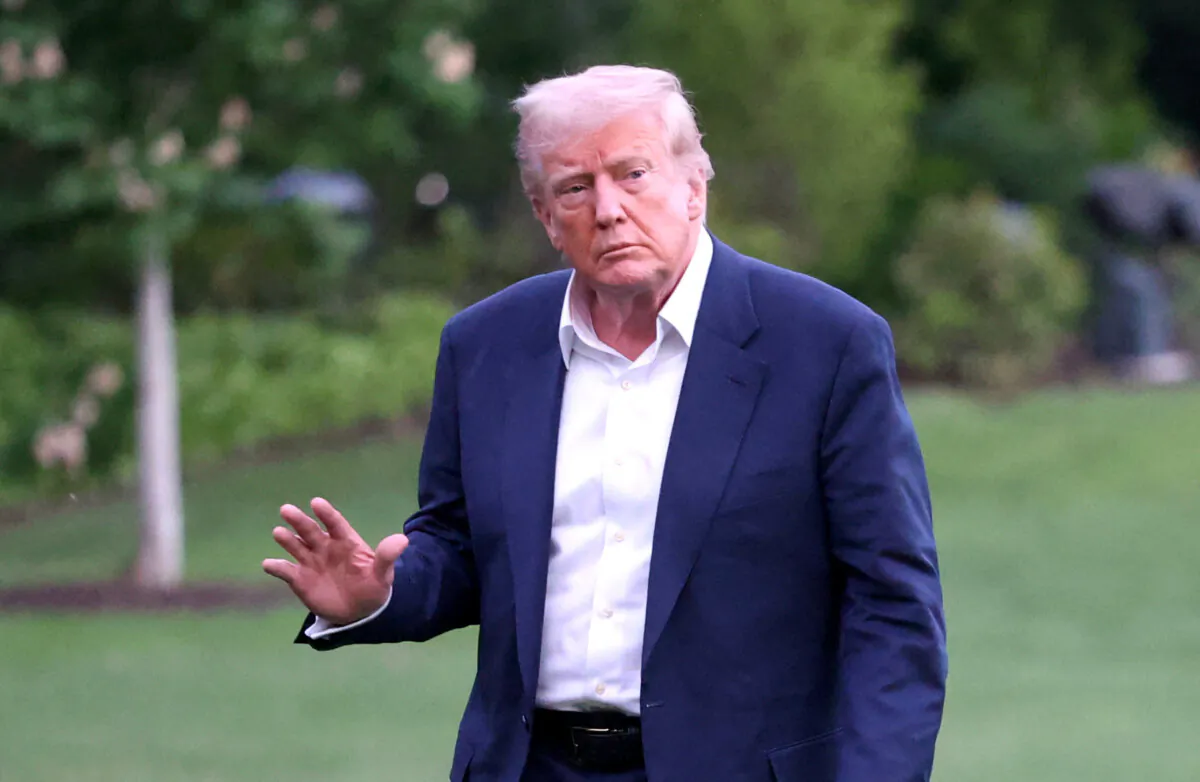 President Donald Trump waves as he arrives on the South Lawn of the White House on May 4, 2025. (Alex Wroblewski/AFP via Getty Images)