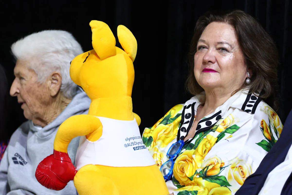 Gina Rinehart attends the Australian 2024 Paris Olympic Games Swimming squad announcement at Brisbane Aquatic Centre in Queensland, Australia on June 15, 2024. (Quinn Rooney/Getty Images)