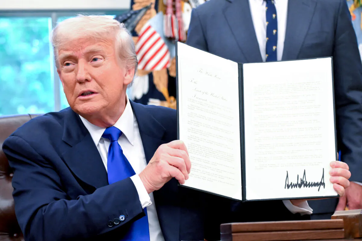 President Donald Trump speaks to the media while signing executive orders in the Oval Office of the White House on May 5, 2025. (Alex Wroblewski/AFP via Getty Images)