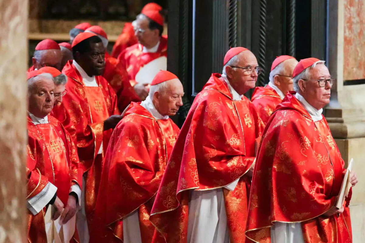 Cardinals attend a mass for the Election of the Roman Pontiff, prior to the start of the conclave, at St Peter's Basilica in The Vatican, on May 7, 2025. ( Dimitar Dilkoff/AFP via Getty Images)