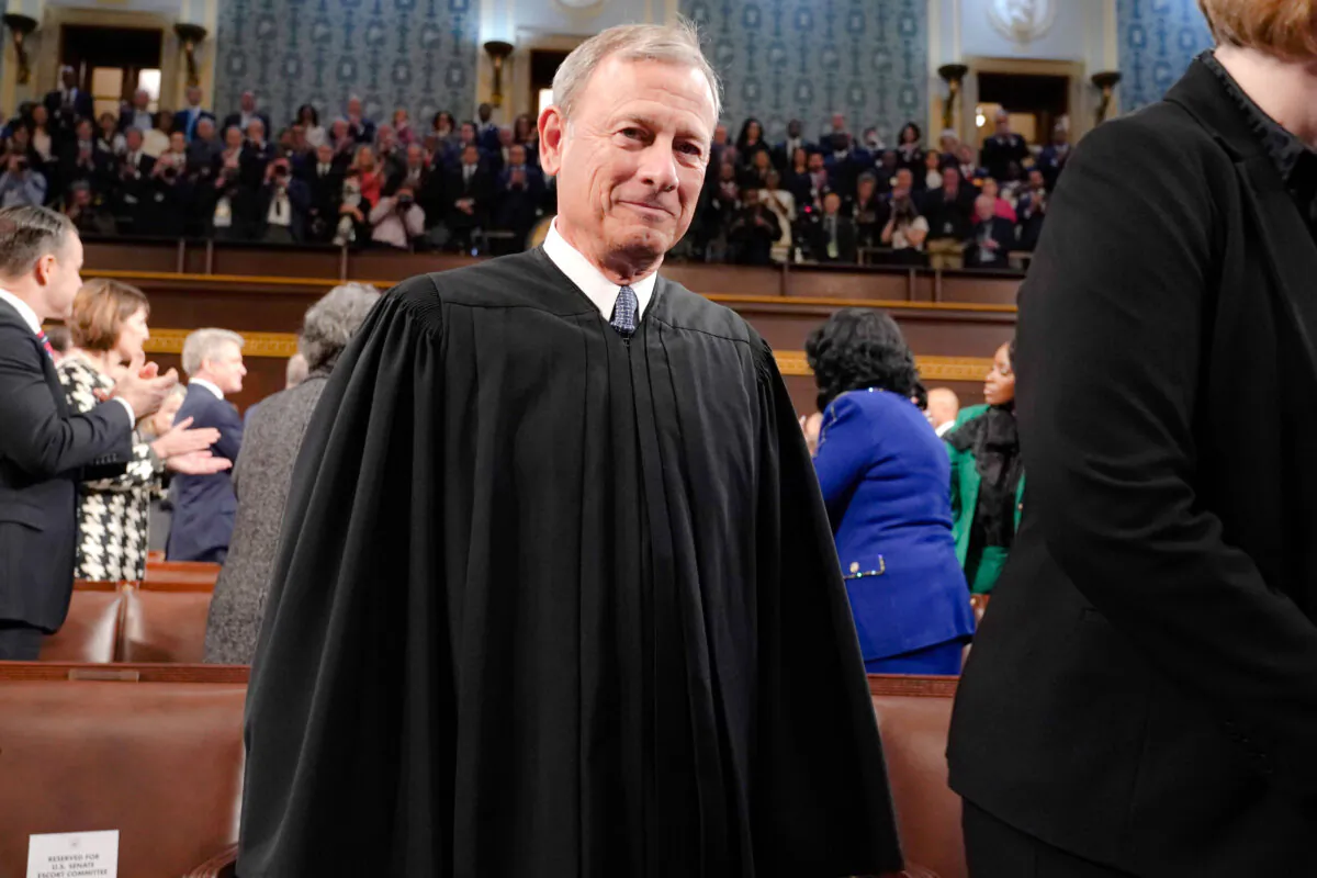 Chief Justice John Roberts attends the State of the Union address in the House Chamber of the U.S. Capitol in Washington on Feb. 7, 2023. (Jacquelyn Martin/Pool/Getty Images)