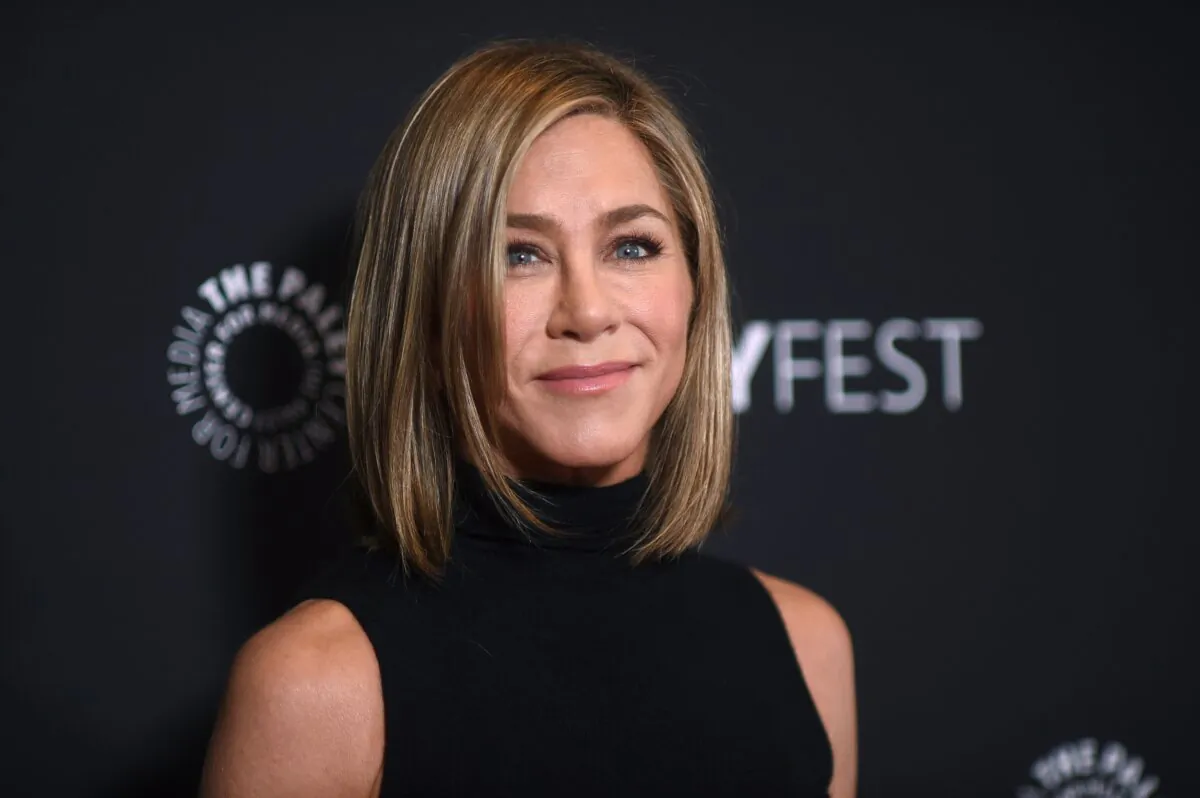 Jennifer Aniston arrives at a screening of "The Morning Show" during PaleyFest at the Dolby Theatre in Los Angeles on April 12, 2024. (Richard Shotwell/Invision/AP)