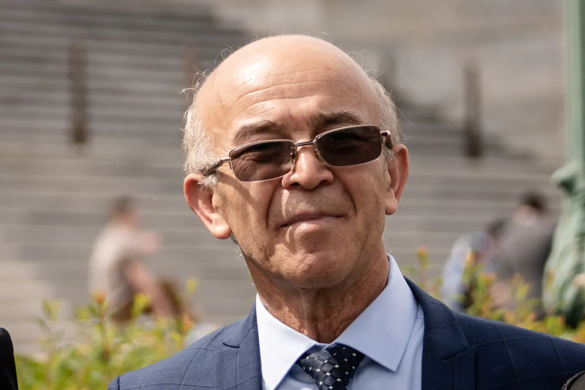 Omer Kanat, Uyghur Human Rights Project executive director, speaks about the Stop Forced Organ Harvesting Act passed by the House, on Capitol Hill in Washington on May 7, 2025. (Madalina Vasiliu/The Epoch Times)