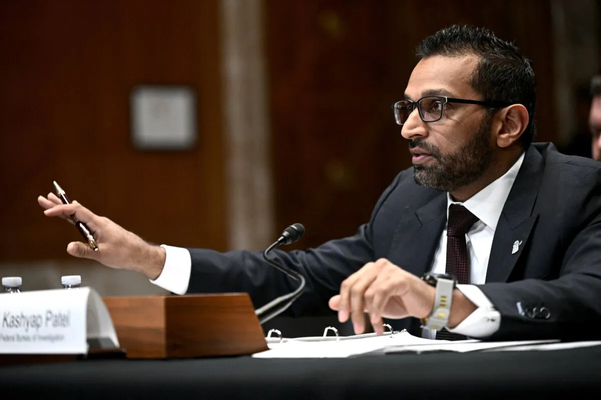 FBI Director Kash Patel testifies during a Senate Appropriations Committee Subcommittee on Commerce, Justice, Science, and Related Agencies hearing on fiscal year 2026 budget requests, on Capitol Hill in Washington on May 8, 2025. (Brendan Smialowski/AFP via Getty Images)