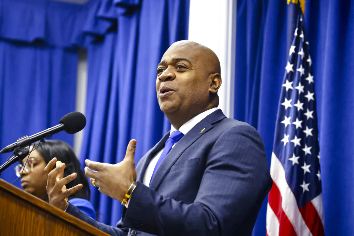 Baraka speaks to the press on Jan. 24, 2025. (Kena Betancur / AFP via Getty Images)