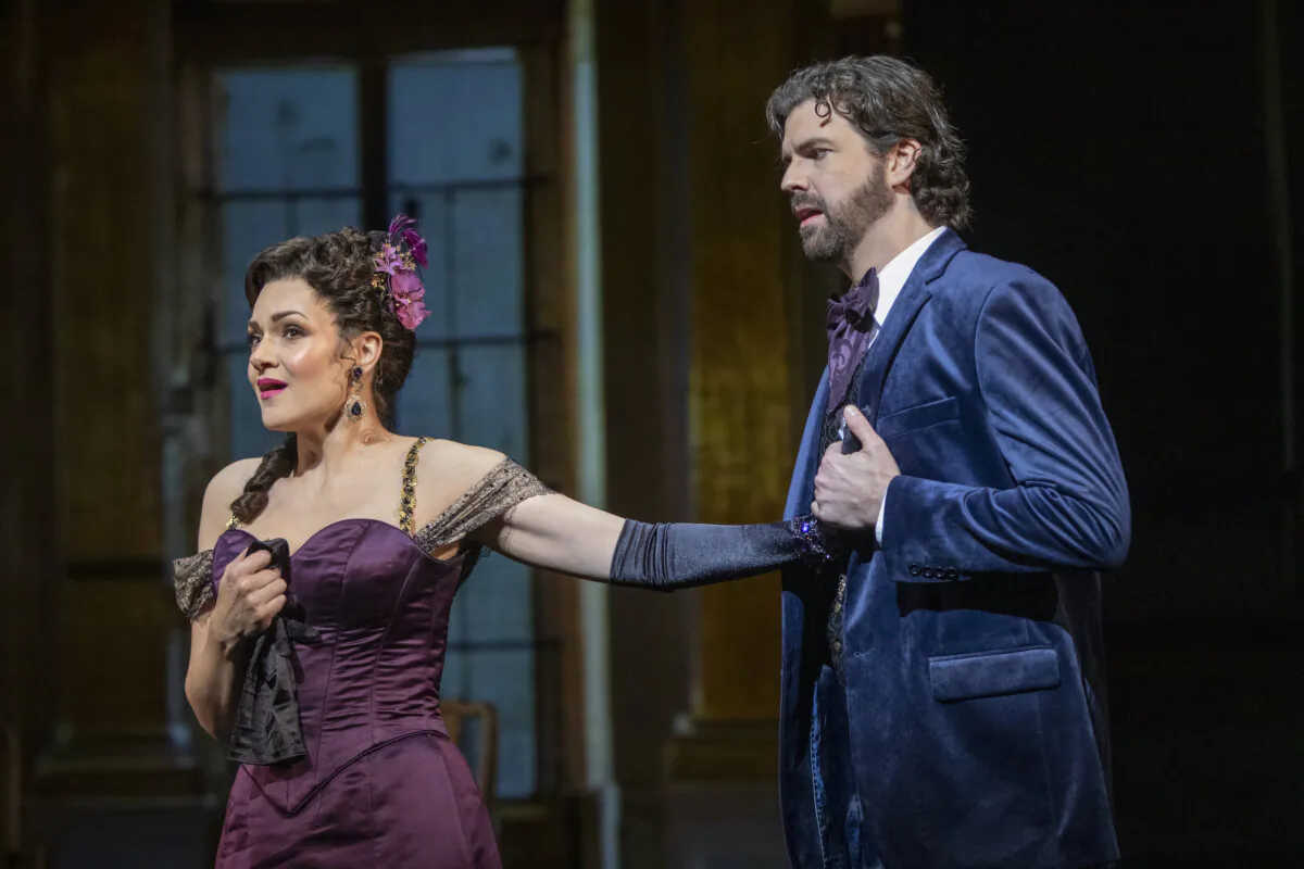 Andriana Chuchman and Zach Borichevsky in "La Traviata" by the San Diego Opera in 2025. (J. Katarzyna Woronowicz/San Diego Opera)