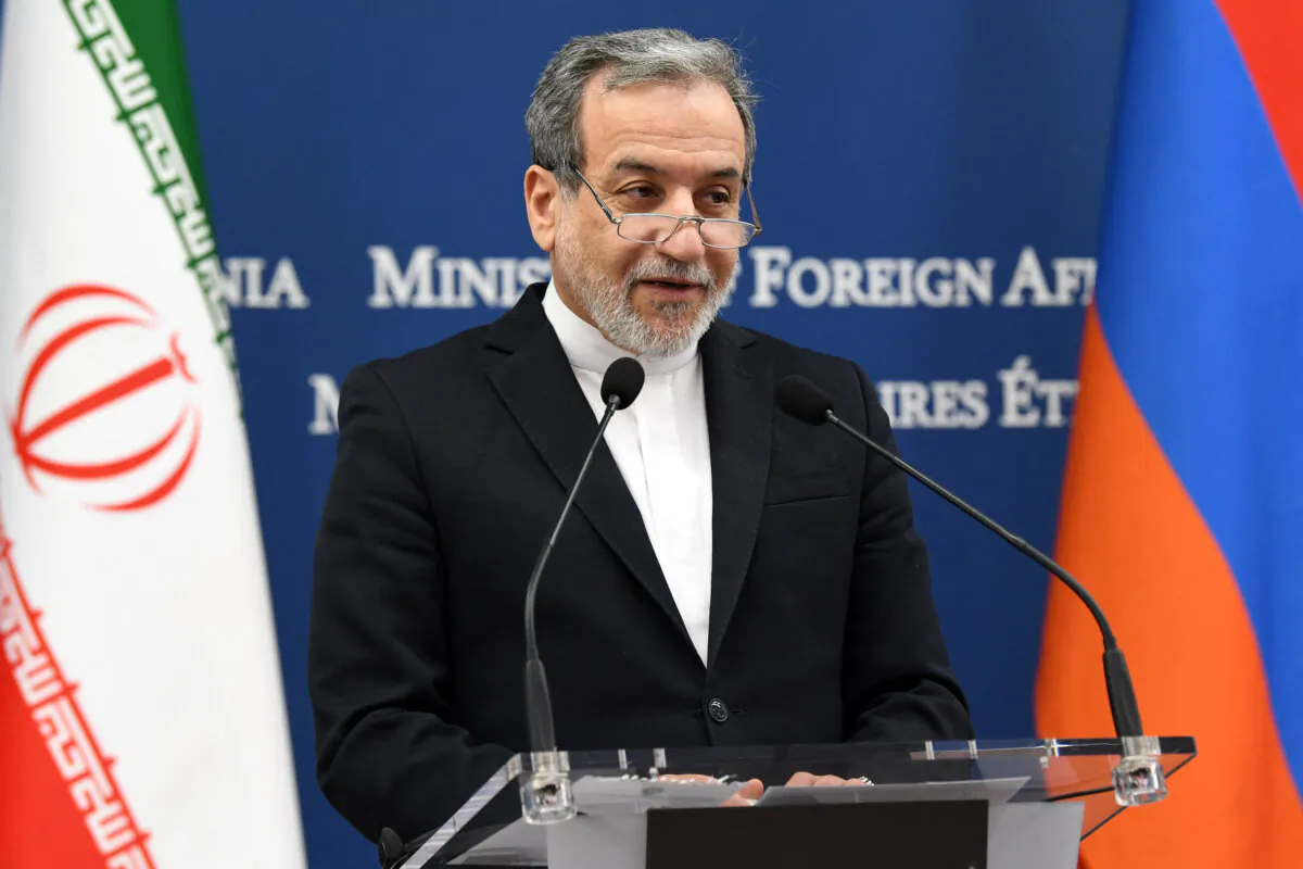 Iran's Foreign Minister Abbas Araghchi attends a joint press conference with his Armenian counterpart following their talks in Yerevan on March 25, 2025. (Karen Minasyan/AFP)