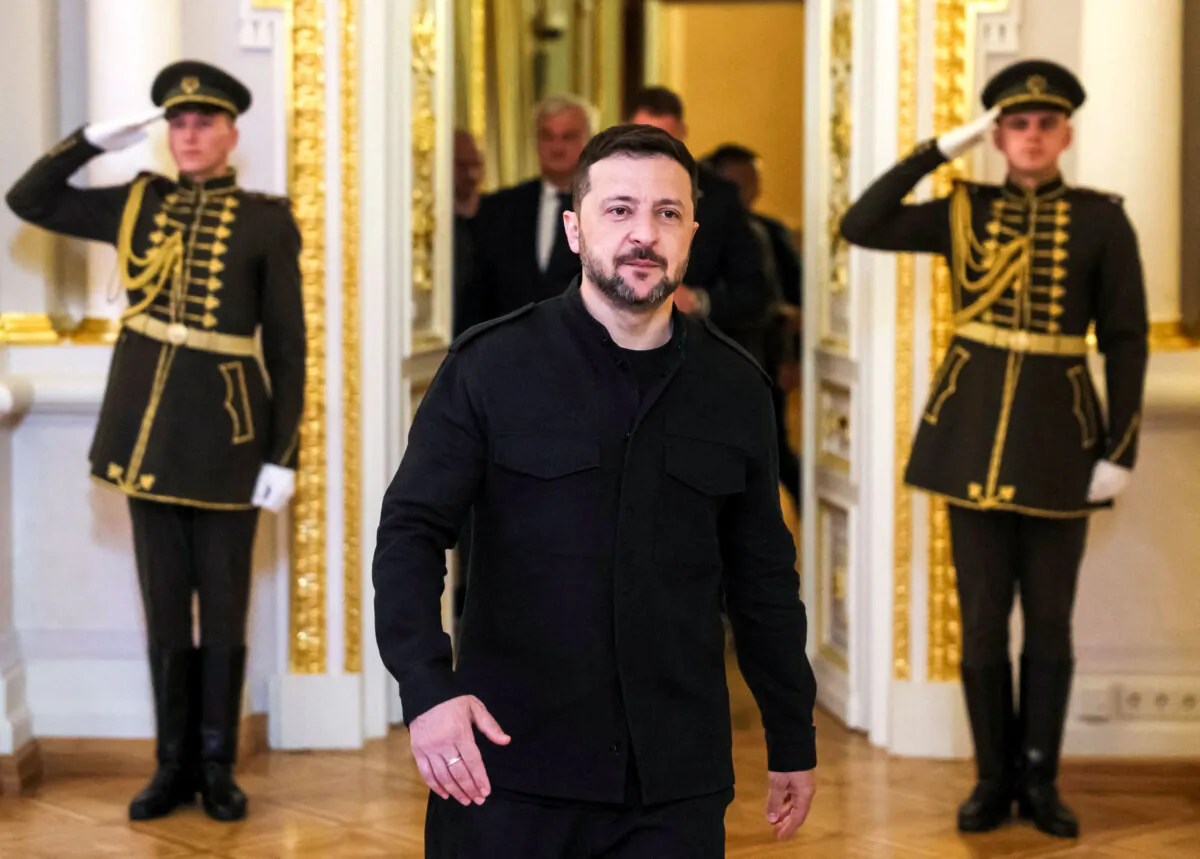 Ukrainian President Volodymyr Zelenskyy arrives for meeting with British Prime Minister Keir Starmer, French President Emmanuel Macron, German Chancellor Friedrich Merz, and Polish Prime Minister Donald Tusk in Kyiv, Ukraine, on May 10, 2025. (Gleb Garanich/Reuters)