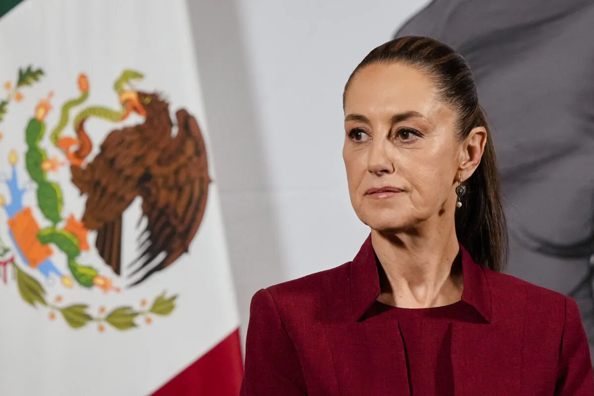 Mexican President Claudia Sheinbaum attends her morning press conference at the National Palace in Mexico City, April 2, 2025. (Marco Ugarte, File/AP Photo)